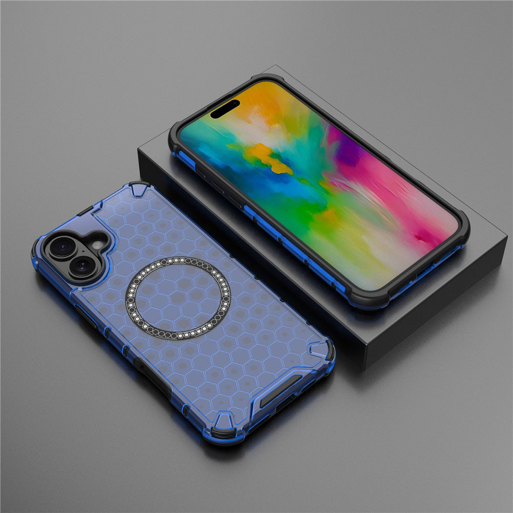 MagSafe-etui til Apple iPhone 16, Techsuit, HoneyComb Shield, Blå
