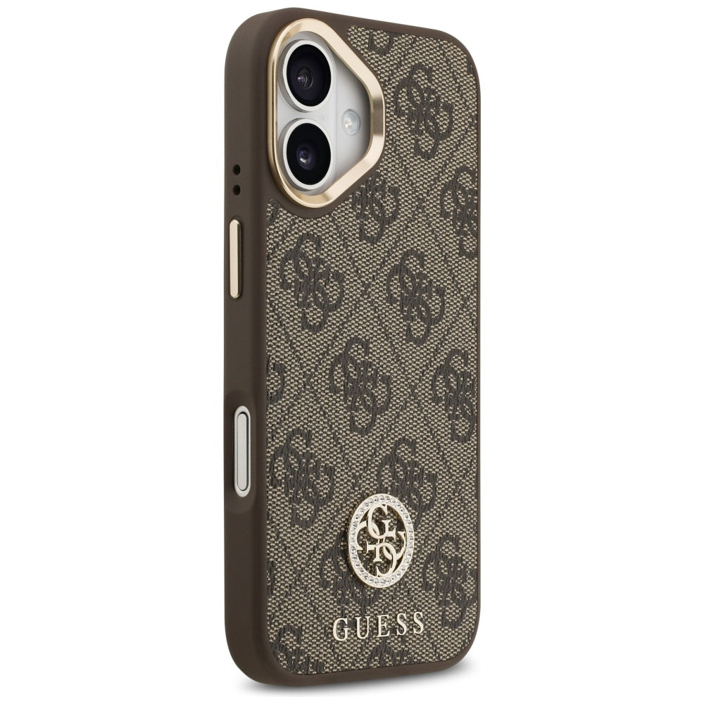 MagSafe cover til Apple iPhone 17, Guess, 4G Strass Logo med stor rem, Brun, Genforseglet