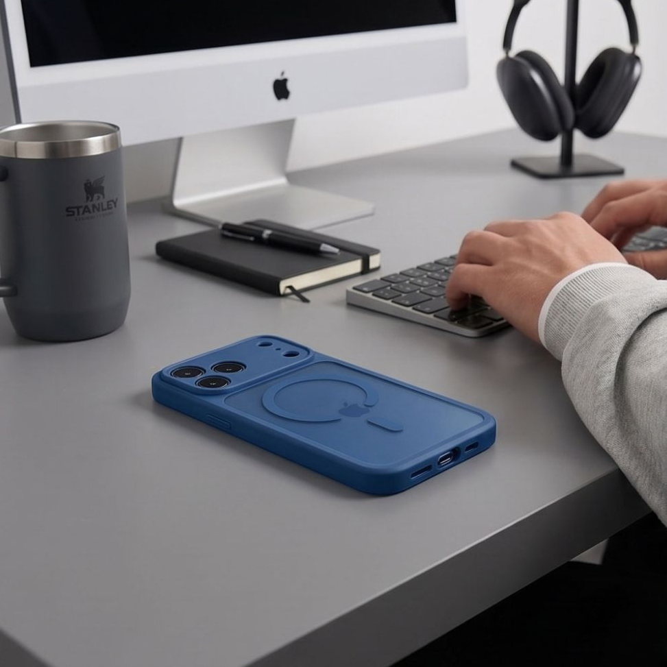 MagSafe-etui til Apple iPhone 18 Pro / 17 Pro, Tech-Protect, BasicMag, Mat Marineblå