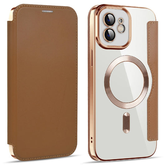MagSafe Case for Apple iPhone 12, Techsuit, SmartMag Book, Brown