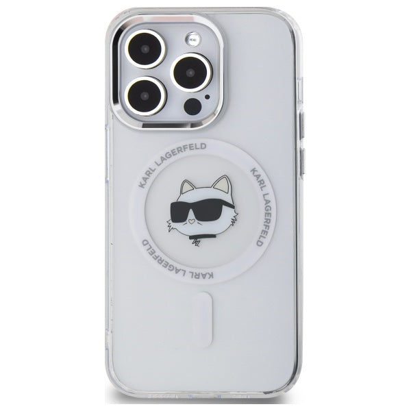 MagSafe Case for Apple iPhone 13 Pro, Karl Lagerfeld, IML Metal Choupette's Head, White