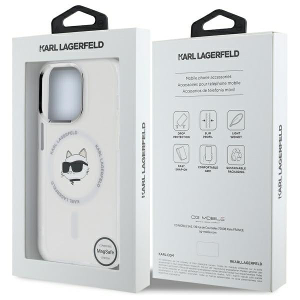 MagSafe Case for Apple iPhone 13 Pro, Karl Lagerfeld, IML Metal Choupette's Head, White