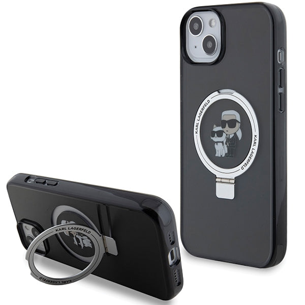 MagSafe cover til Apple iPhone 14, Karl Lagerfeld, Ring Stand Karl & Choupette, Sort