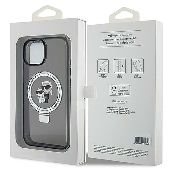 MagSafe cover til Apple iPhone 14, Karl Lagerfeld, Ring Stand Karl & Choupette, Sort