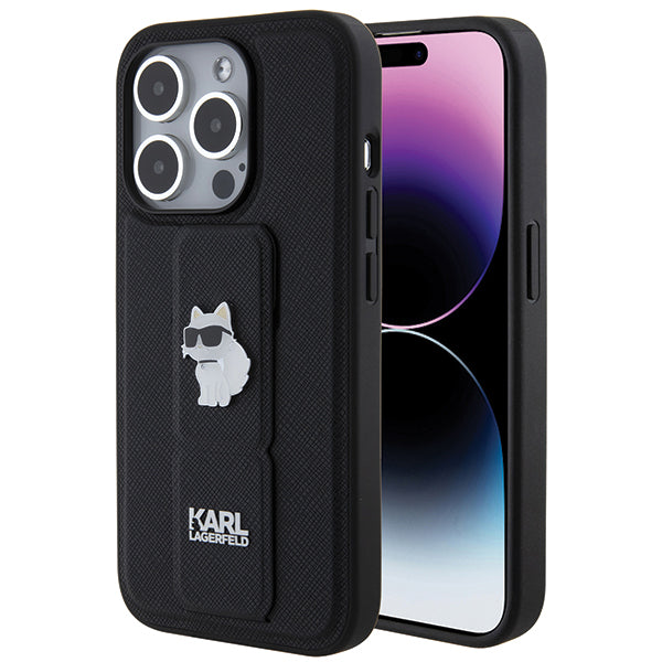 MagSafe cover til Apple iPhone 14 Pro, Karl Lagerfeld, Saffiano Gripstand Choupette, Sort