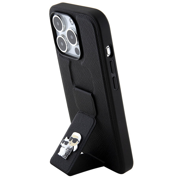 MagSafe cover til Apple iPhone 14 Pro, Karl Lagerfeld, Saffiano Gripstand Karl & Choupette, Sort