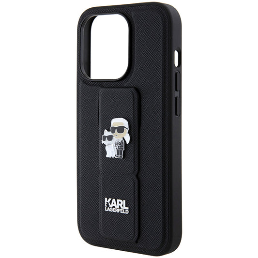 MagSafe cover til Apple iPhone 14 Pro, Karl Lagerfeld, Saffiano Gripstand Karl & Choupette, Sort