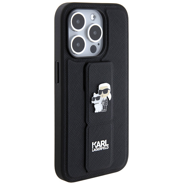 MagSafe cover til Apple iPhone 14 Pro, Karl Lagerfeld, Saffiano Gripstand Karl & Choupette, Sort
