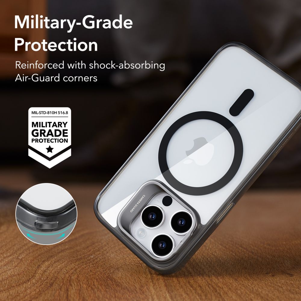 MagSafe cover til Apple iPhone 14 Pro Max, ESR, Classic Kickstand, Sort Transparent