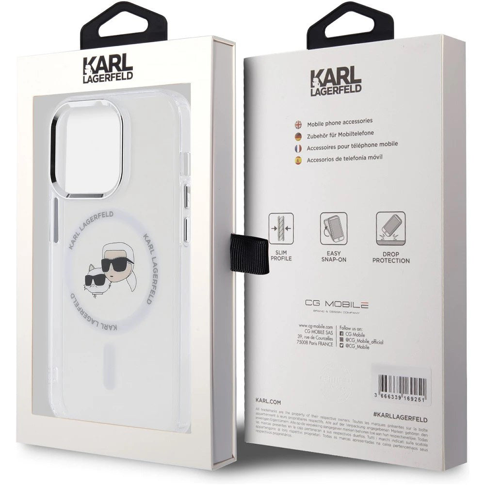 MagSafe cover til Apple iPhone 14 Pro Max, Karl Lagerfeld, IML Metal Karl & Choupette's Heads, Hvid