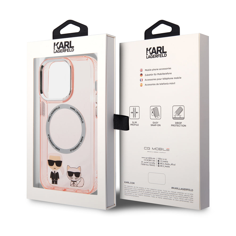 MagSafe cover til Apple iPhone 14 Pro Max, Karl Lagerfeld, Karl & Choupette Aluminium, Pink