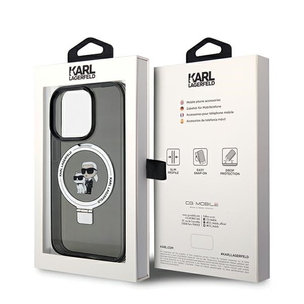 MagSafe cover til Apple iPhone 14 Pro Max, Karl Lagerfeld, Ring Stand Karl & Choupette, Sort