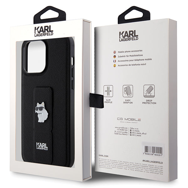 MagSafe cover til Apple iPhone 14 Pro Max, Karl Lagerfeld, Saffiano Gripstand Choupette, Sort