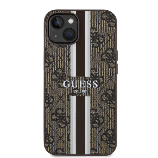 MagSafe cover til Apple iPhone 15, Guess, 4G Printed Stripes, Brun