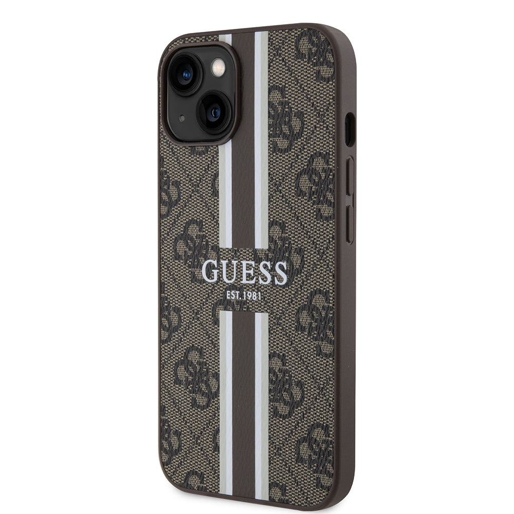 MagSafe cover til Apple iPhone 15, Guess, 4G Printed Stripes, Brun