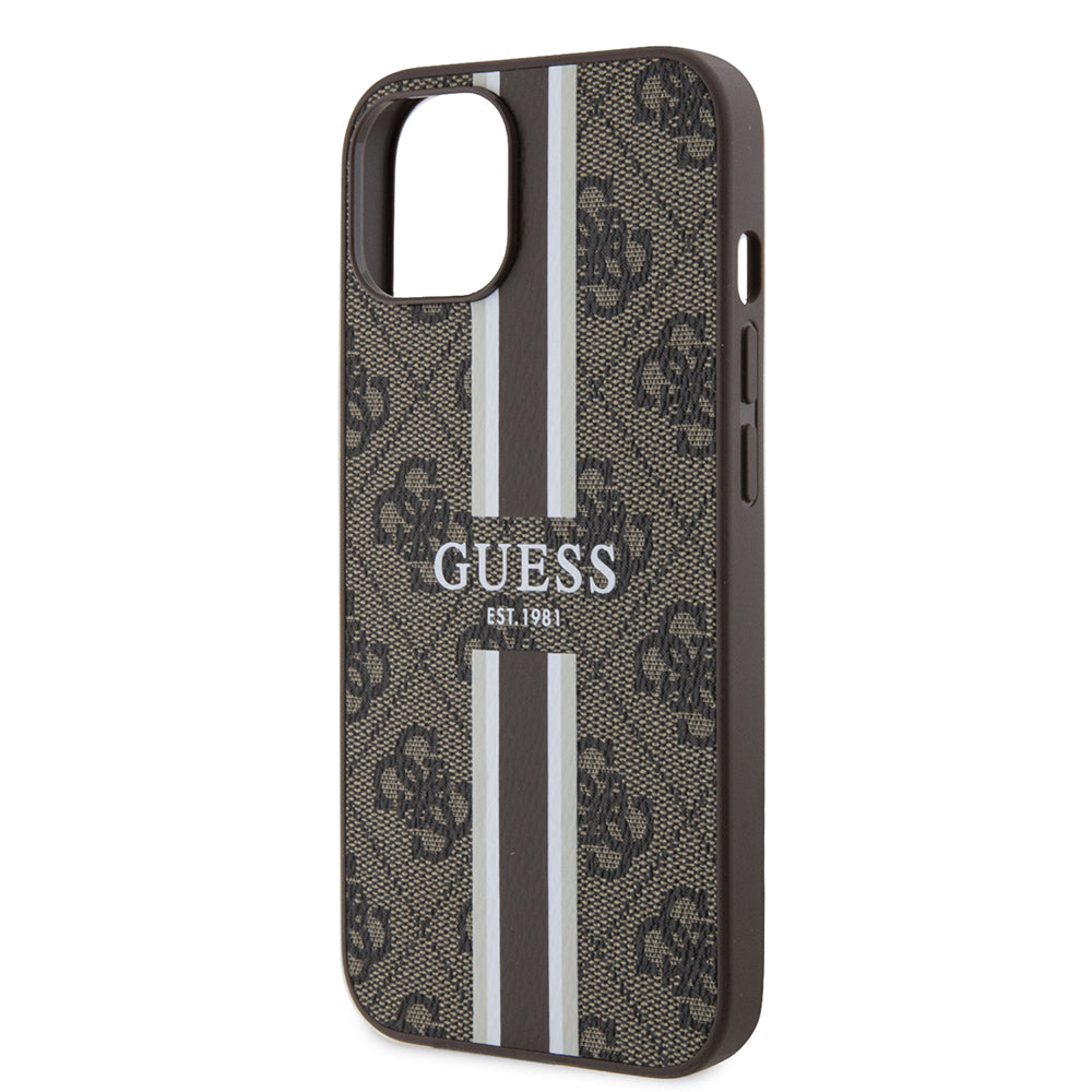 MagSafe cover til Apple iPhone 15, Guess, 4G Printed Stripes, Brun