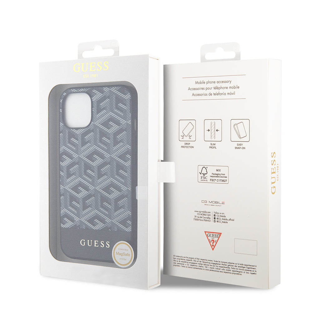 MagSafe cover til Apple iPhone 15, Guess, GCube Stripes, Sort