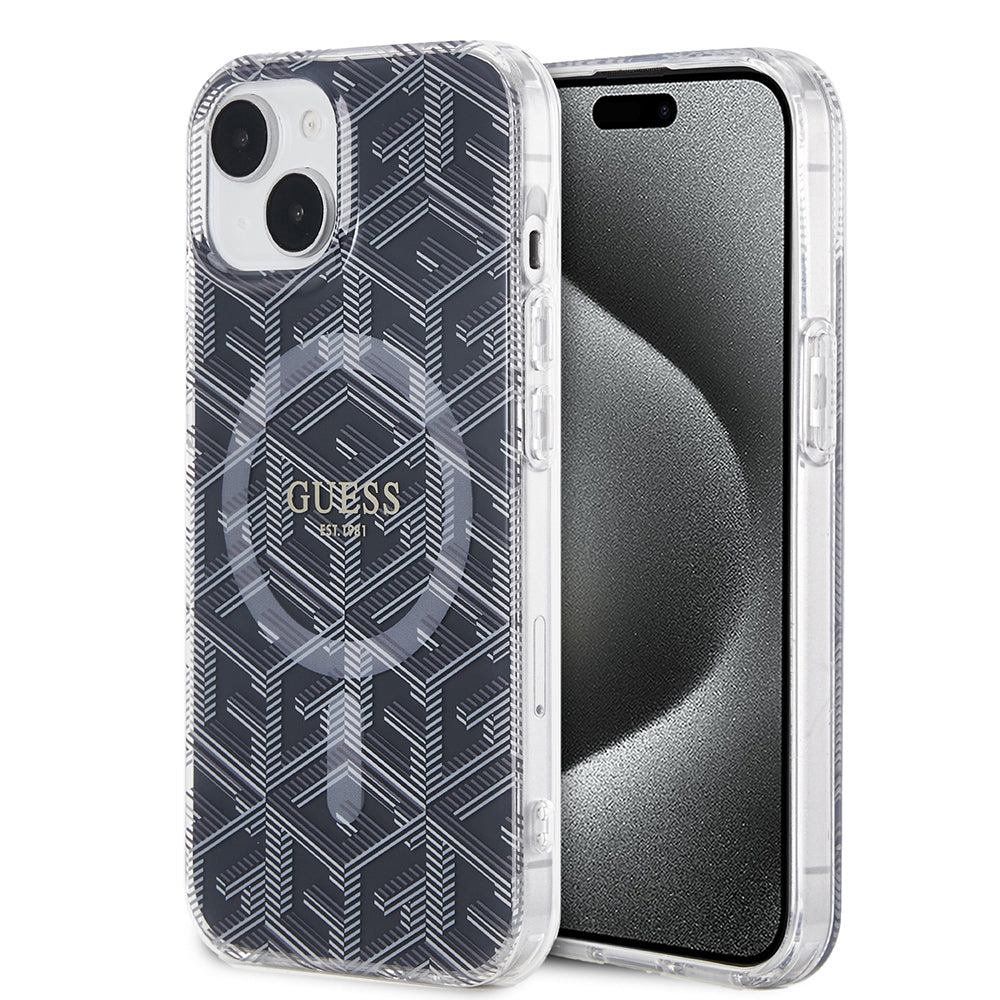 MagSafe cover til Apple iPhone 15, Guess, IML Gcube, Sort