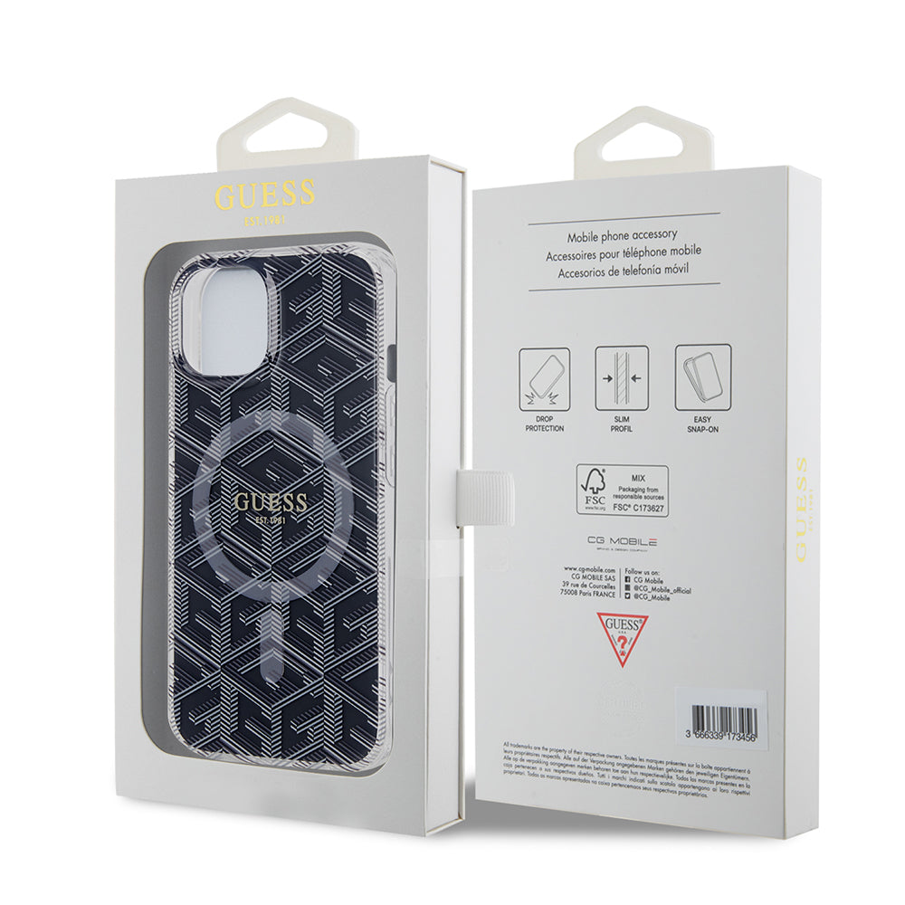 MagSafe cover til Apple iPhone 15, Guess, IML Gcube, Sort