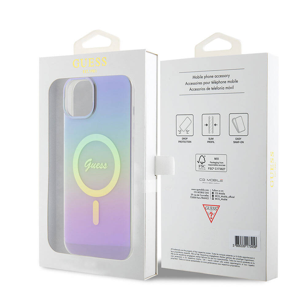 MagSafe cover til Apple iPhone 15, Guess, IML Iridescent, Lilla