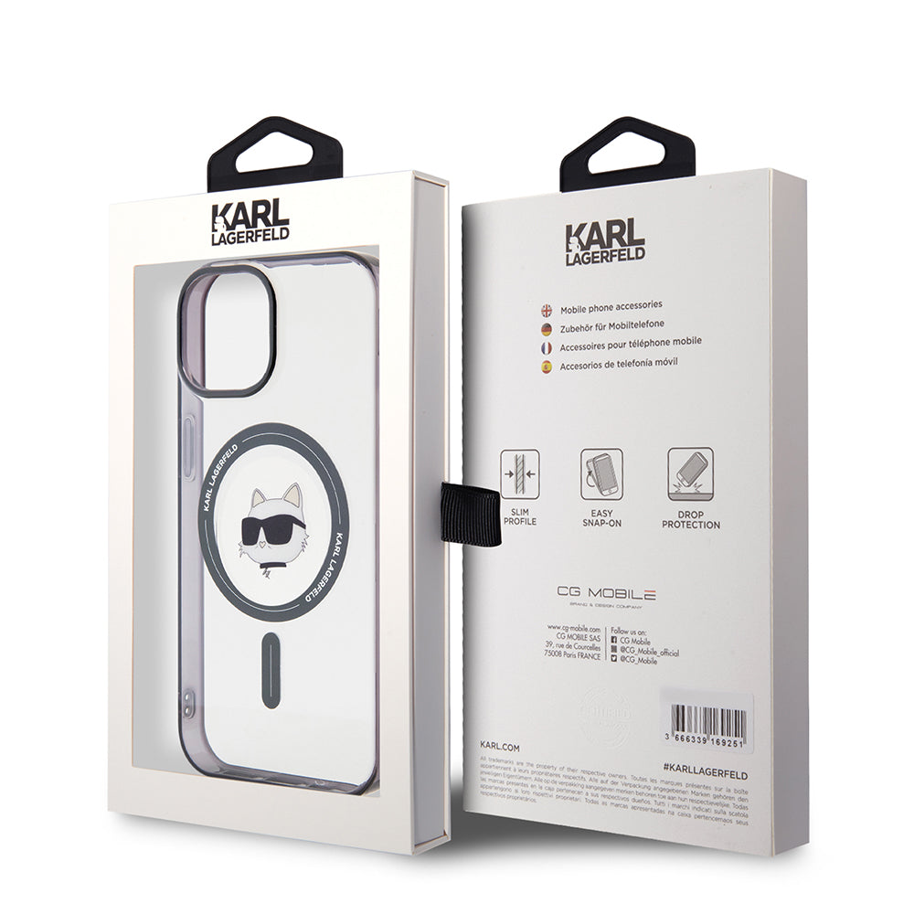 MagSafe cover til Apple iPhone 15, Karl Lagerfeld, IML Choupette's Head, Gennemsigtig