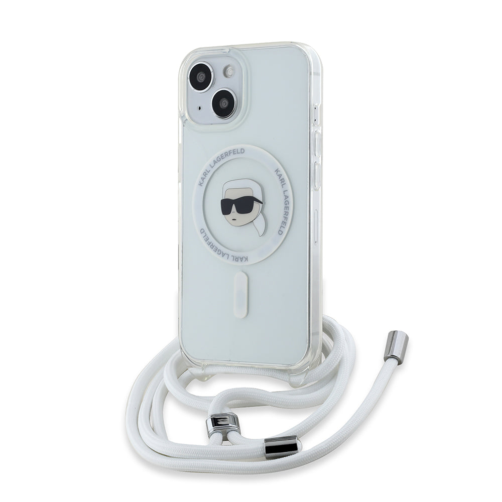 MagSafe cover til Apple iPhone 15, Karl Lagerfeld, IML Crossbody Karl's Head, Gennemsigtig