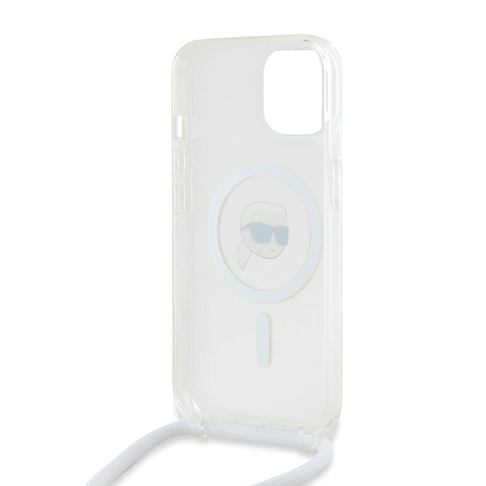 MagSafe cover til Apple iPhone 15, Karl Lagerfeld, IML Crossbody Karl's Head, Gennemsigtig
