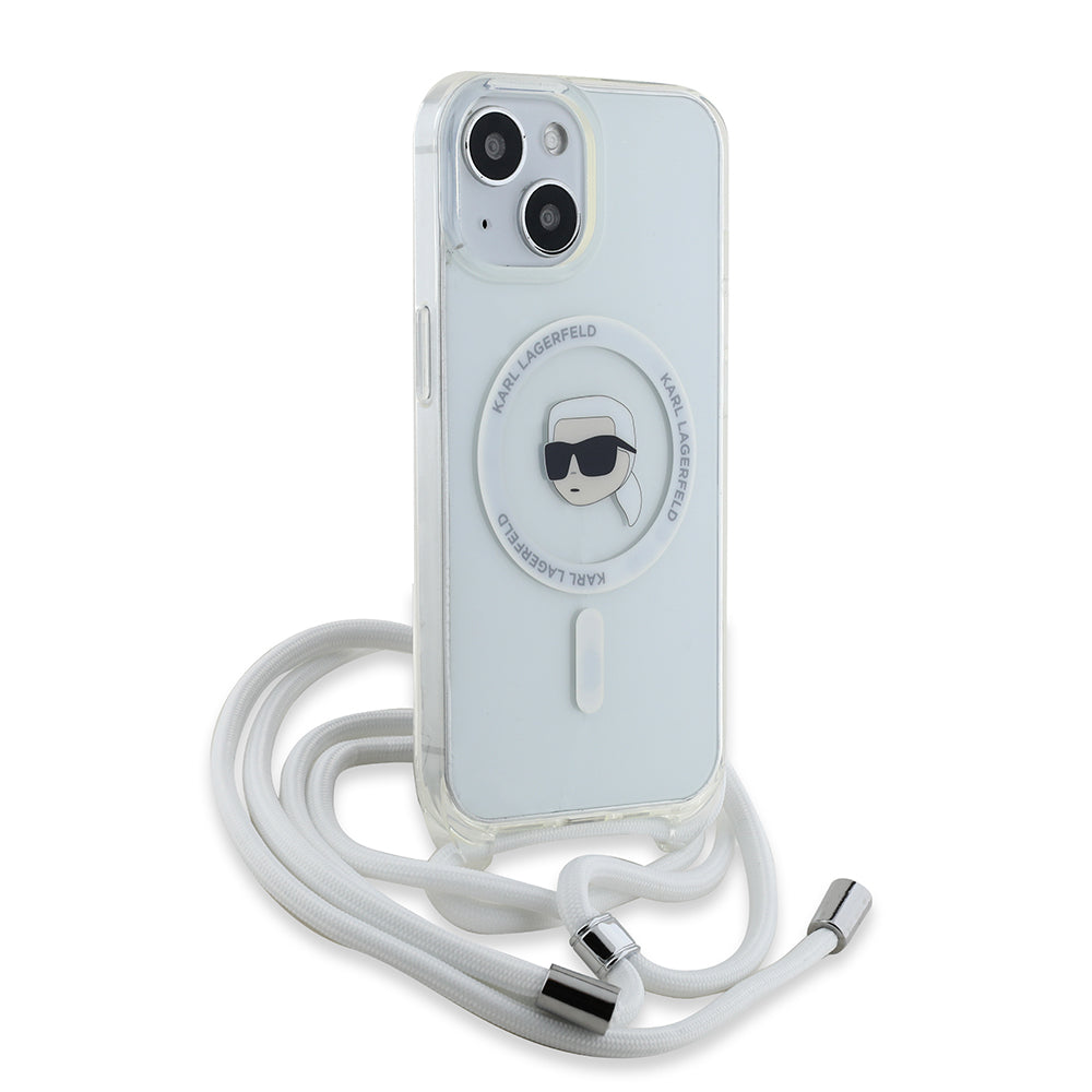 MagSafe cover til Apple iPhone 15, Karl Lagerfeld, IML Crossbody Karl's Head, Gennemsigtig