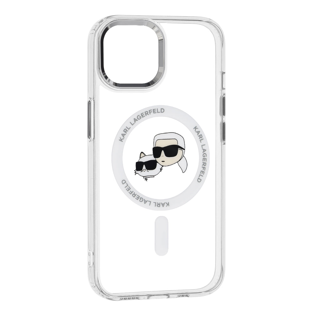 MagSafe cover til Apple iPhone 15, Karl Lagerfeld, IML Metal Karl & Choupette's Heads, Hvid