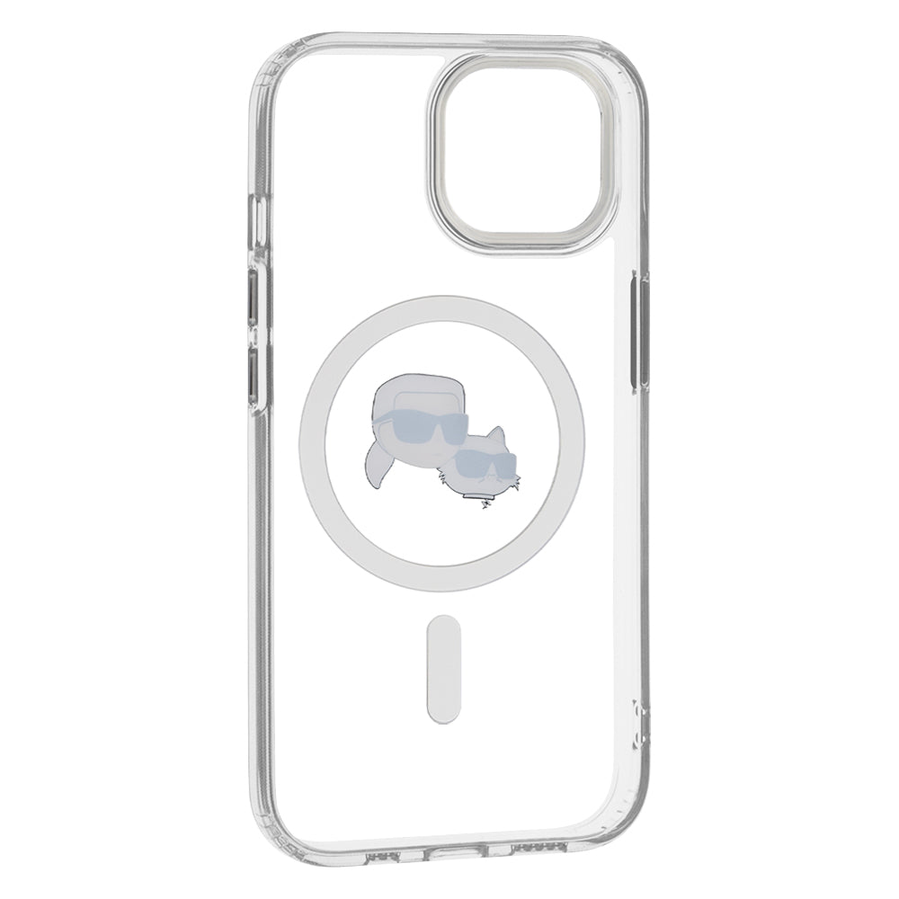 MagSafe cover til Apple iPhone 15, Karl Lagerfeld, IML Metal Karl & Choupette's Heads, Hvid