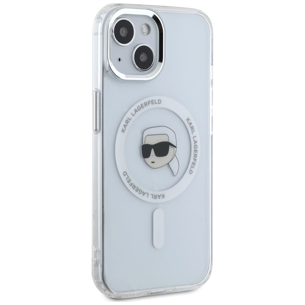 MagSafe cover til Apple iPhone 15, Karl Lagerfeld, IML Metal Karl's Head, Hvid