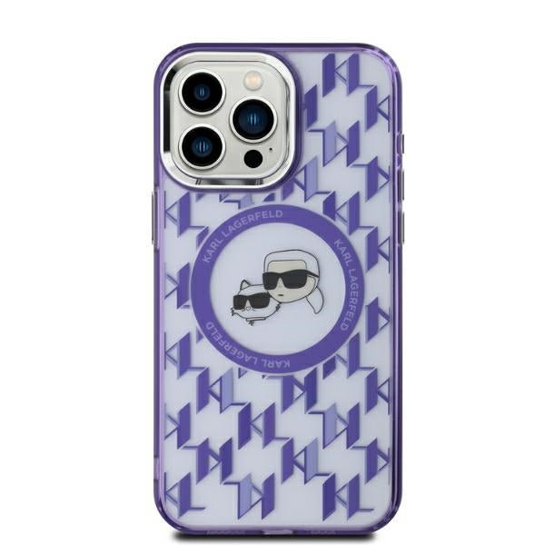 MagSafe cover til Apple iPhone 15, Karl Lagerfeld, IML Monogram Karl & Choupette's Heads, Lilla