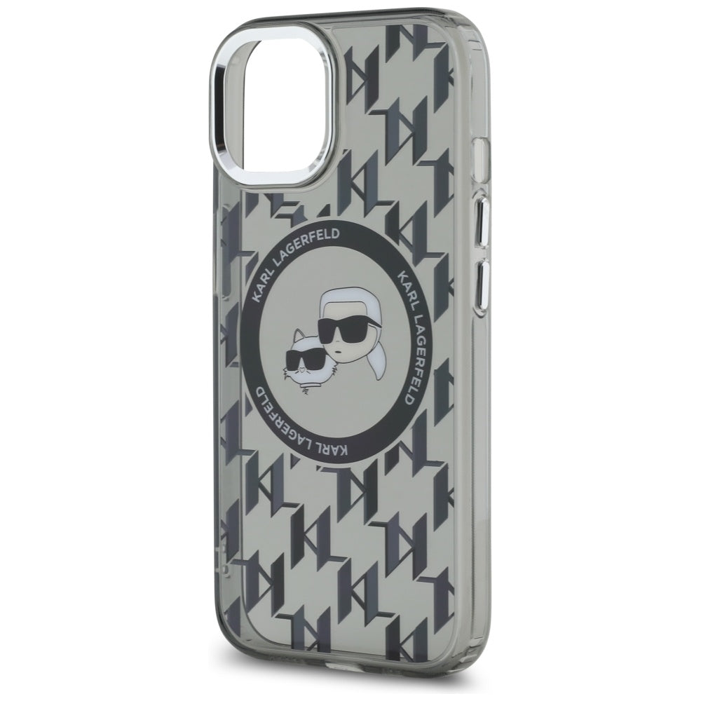 MagSafe cover til Apple iPhone 15, Karl Lagerfeld, IML Monogram Karl & Choupette's Heads, Sort
