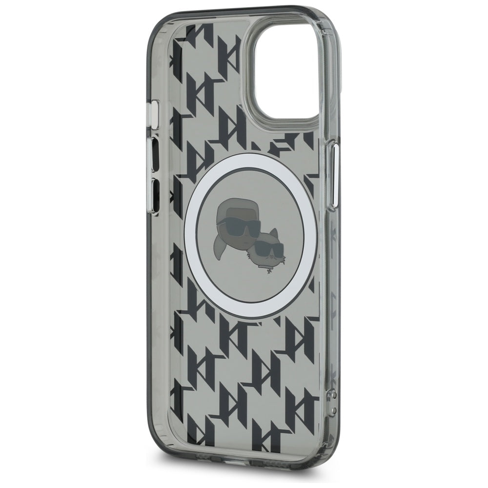 MagSafe cover til Apple iPhone 15, Karl Lagerfeld, IML Monogram Karl & Choupette's Heads, Sort