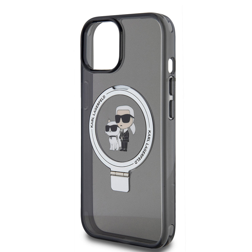 MagSafe cover til Apple iPhone 15, Karl Lagerfeld, Ring Stand Karl & Choupette, Sort