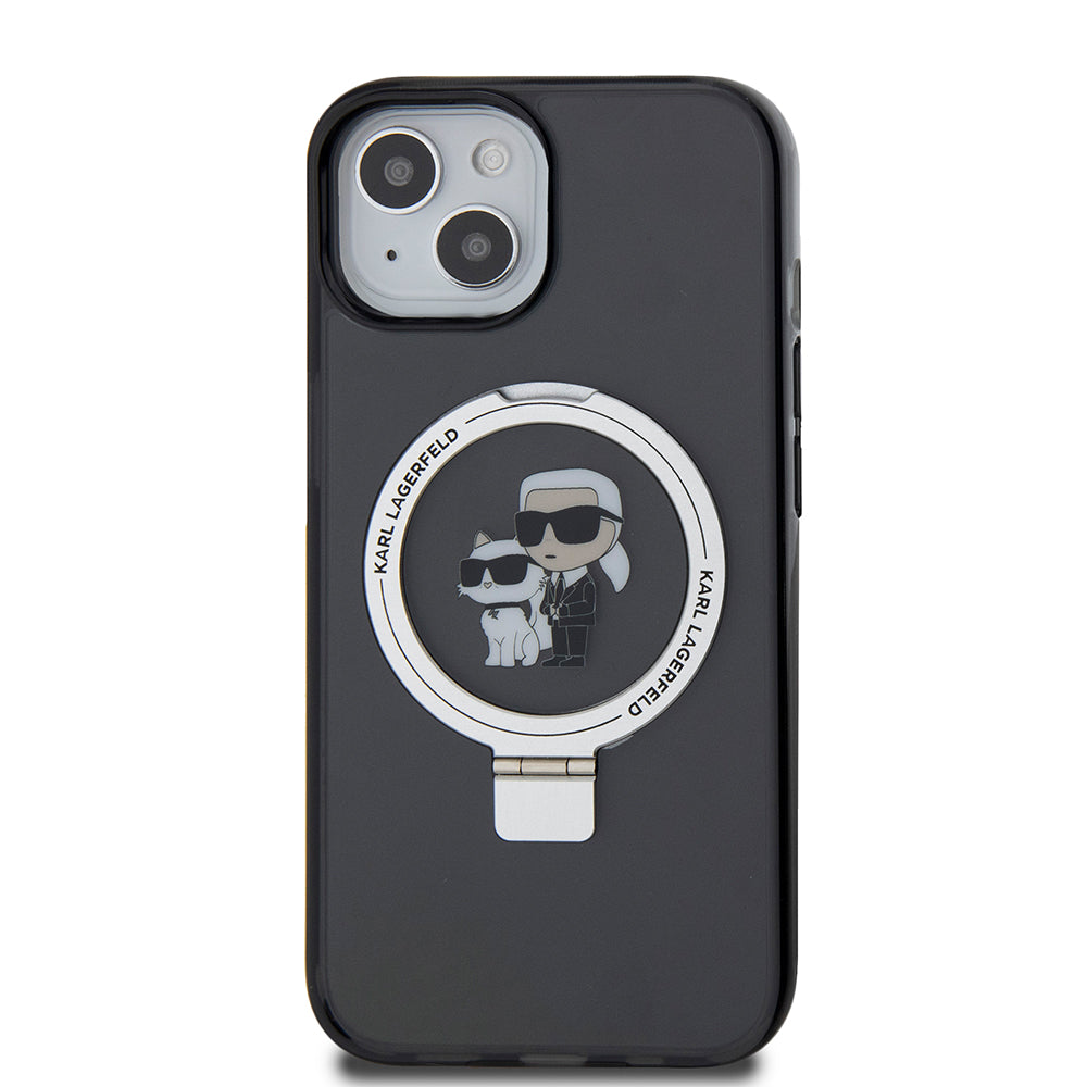 MagSafe cover til Apple iPhone 15, Karl Lagerfeld, Ring Stand Karl & Choupette, Sort