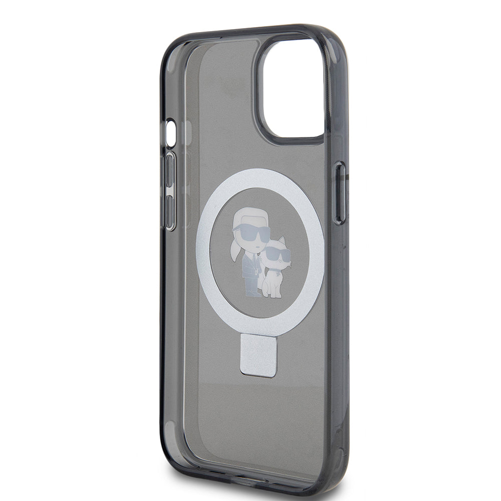 MagSafe cover til Apple iPhone 15, Karl Lagerfeld, Ring Stand Karl & Choupette, Sort