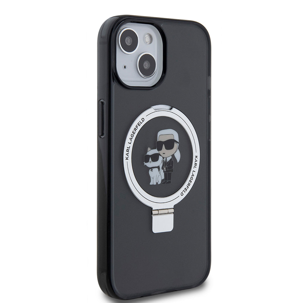 MagSafe cover til Apple iPhone 15, Karl Lagerfeld, Ring Stand Karl & Choupette, Sort