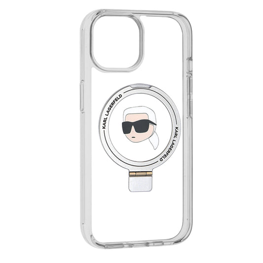 MagSafe cover til Apple iPhone 15, Karl Lagerfeld, Ring Stand Karl's Head, Hvid