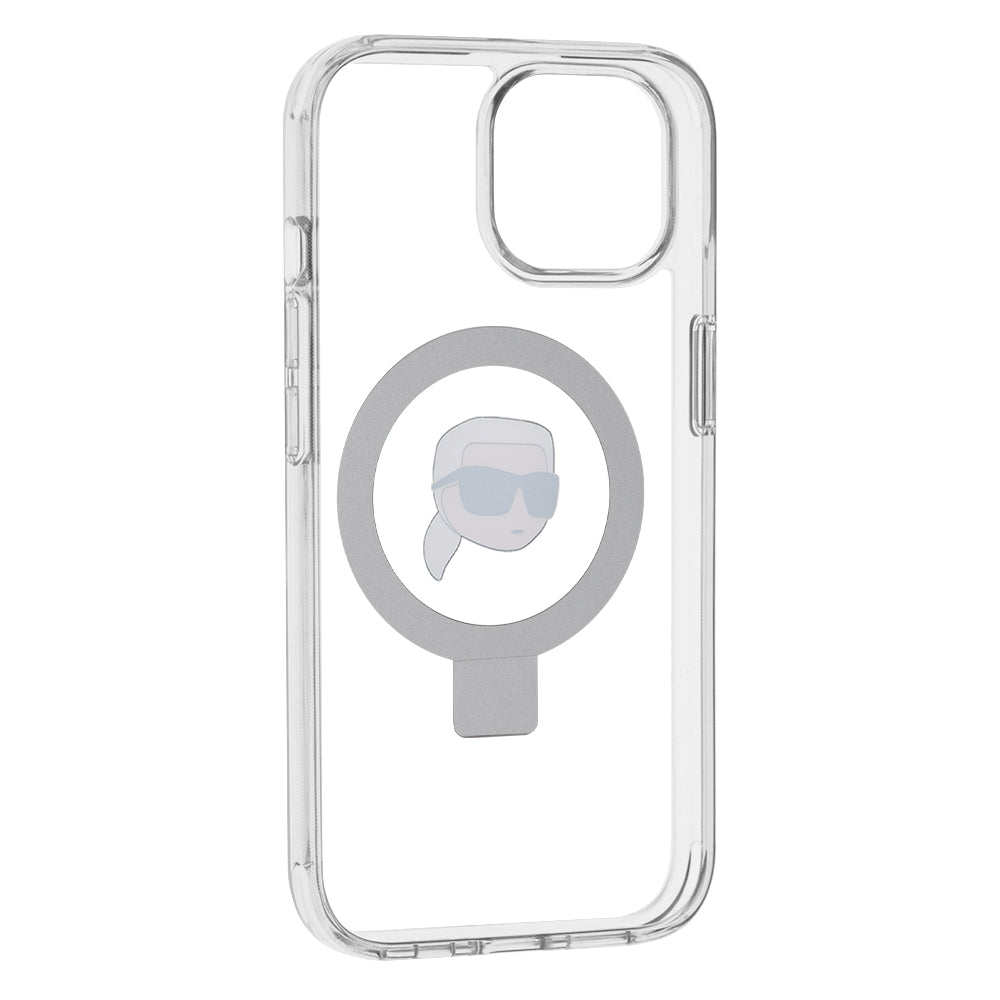 MagSafe cover til Apple iPhone 15, Karl Lagerfeld, Ring Stand Karl's Head, Hvid