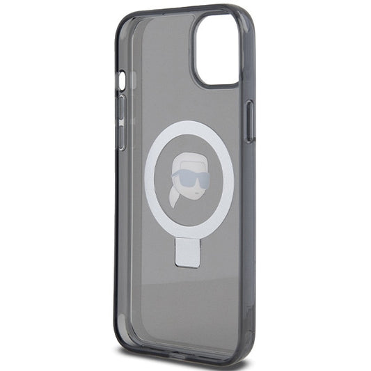 MagSafe cover til Apple iPhone 15, Karl Lagerfeld, Ring Stand Karl's Head, Sort