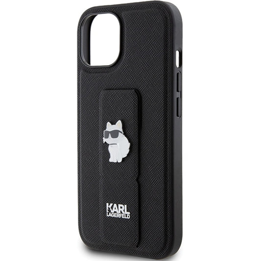 MagSafe cover til Apple iPhone 15, Karl Lagerfeld, Saffiano Gripstand Choupette, Sort
