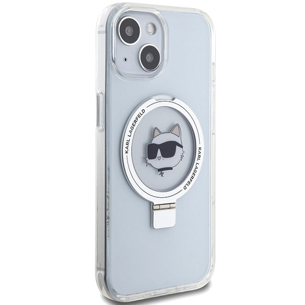 MagSafe cover til Apple iPhone 15 Plus / 14 Plus, Karl Lagerfeld, Ring Stand Choupette's Head, Hvid