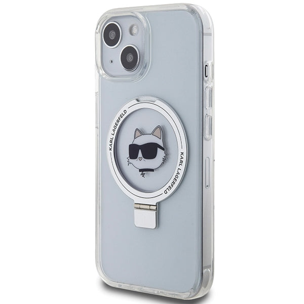 MagSafe cover til Apple iPhone 15 Plus / 14 Plus, Karl Lagerfeld, Ring Stand Choupette's Head, Hvid