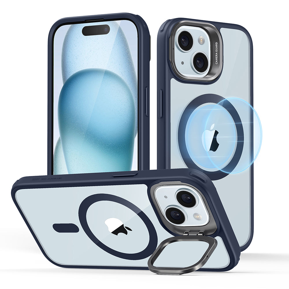 MagSafe cover til Apple iPhone 15 Plus, ESR, Classic Hybrid Kickstand, Transparent Marineblå