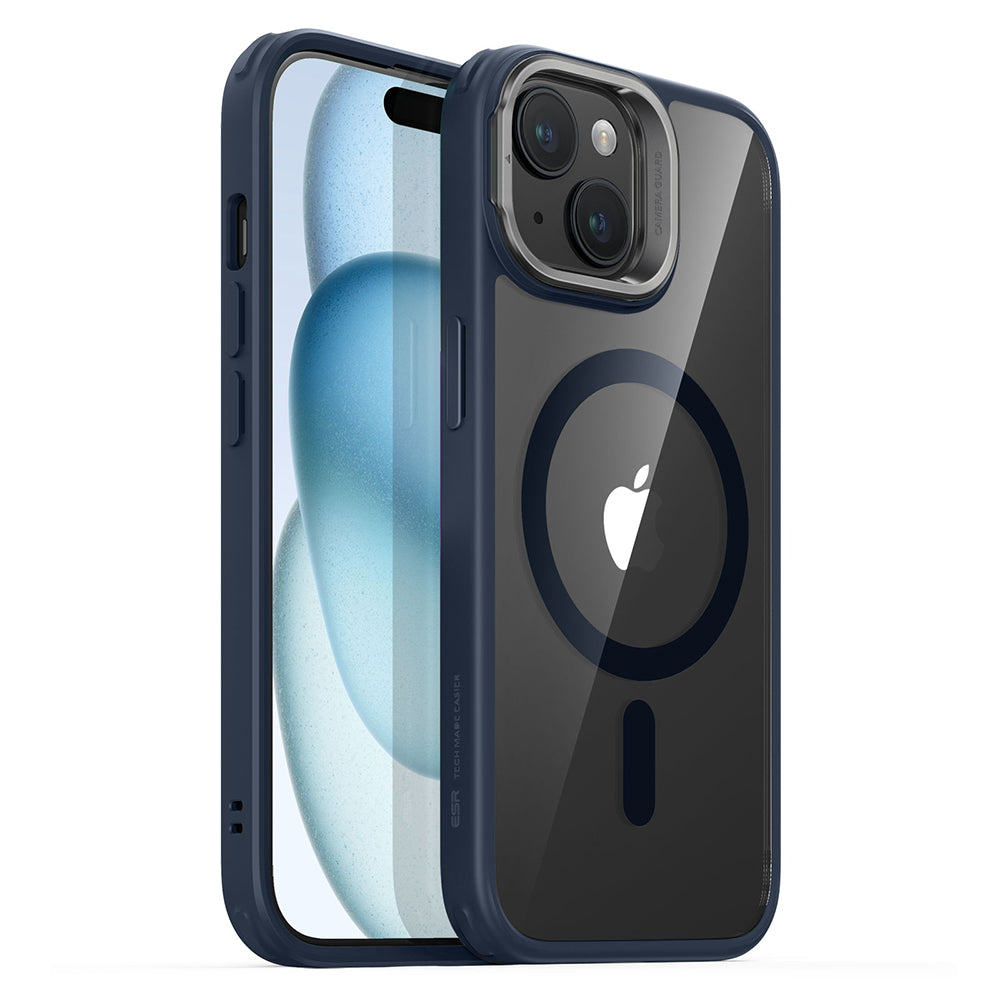 MagSafe cover til Apple iPhone 15 Plus, ESR, Classic Hybrid Kickstand, Transparent Marineblå
