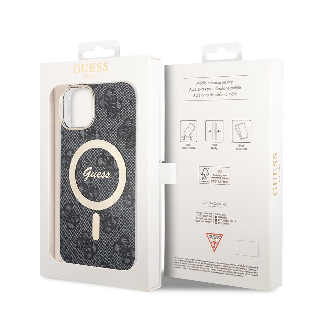 MagSafe cover til Apple iPhone 15 Plus, Guess, IML 4G, Sort