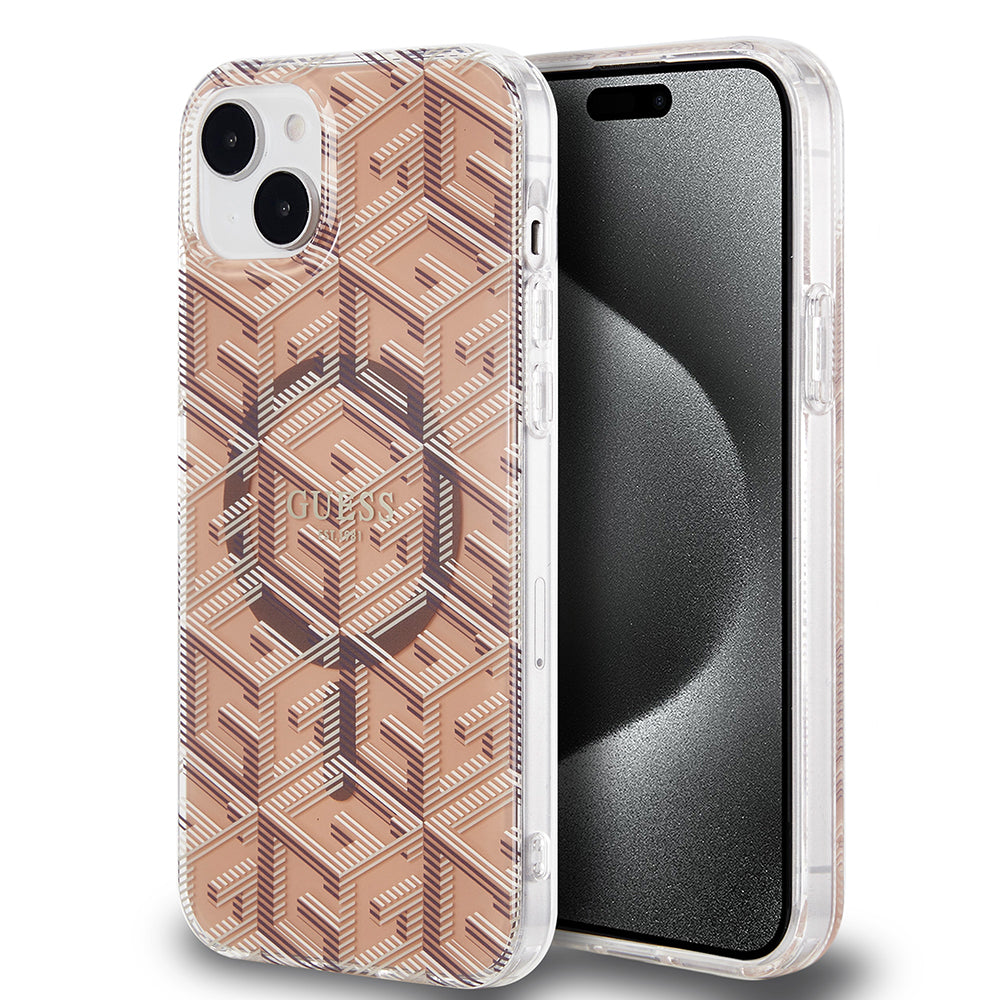 MagSafe cover til Apple iPhone 15 Plus, Guess, IML Gcube, Brun
