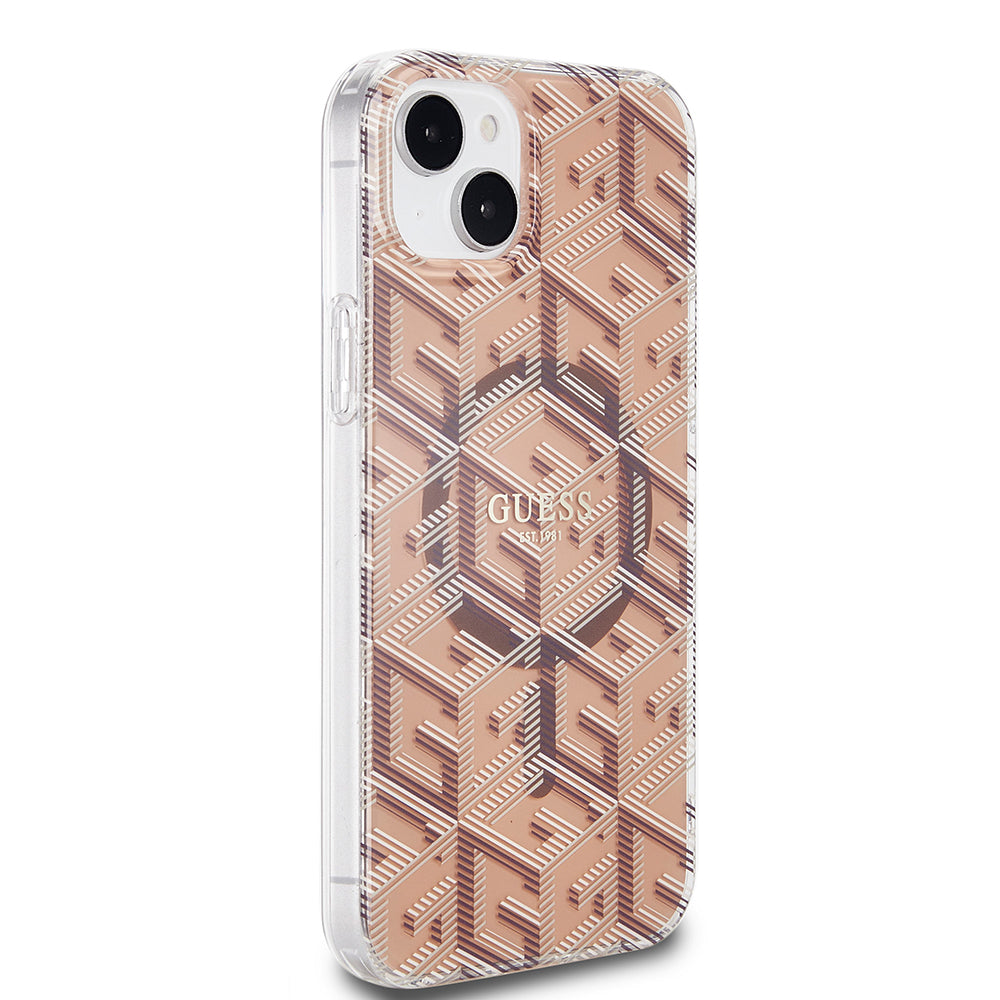 MagSafe cover til Apple iPhone 15 Plus, Guess, IML Gcube, Brun