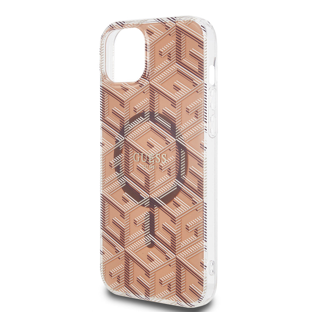 MagSafe cover til Apple iPhone 15 Plus, Guess, IML Gcube, Brun
